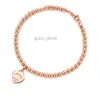 Mode 925 Sterling Silver Tag Love Heart Armband Original Classic T Pärlat armband 4mm Rose Gold Bead Man Women SMEEDDY LOVERS GENTER MED BOX