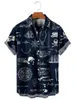 Camisa vintage para hombres mapa 3D impreso botón de solapa de manga corta ropa masculina ropa de moda casual camiseta de gran tamaño 240409