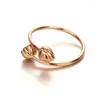 Cluster Rings 585 Purple Gold 14K Rose Lotus Pod Ancient Rhyme For Women Classic Opening Design Retro Chinese Style Jewelry