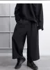 Pants INS Yorum 8 inç takım elbise pantolon erkekler hong kong tarzı saf siyah geniş bacak baba pantolon 9 inç düz tüp damla gündelik pantolon