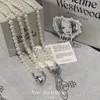 Designer Lin Zhou's Saturn Necklaces Pearl Beaded Diamond Luxury Brand Designer Pendants Necklaces Woman Silver Chains Vintage Trendy Style Desigenr