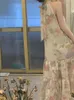 Robes décontractées de base Summer Femme Élégant Imprimé floral Robe maxi 2024 Nouvelle mode sans manches robes à volants lâches Robes de fête d'anniversaire plage