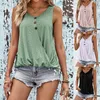 Women's T-skjortor Fashion Casual Loose Mesh Button Solid Color Sleeveless Double Layer T-shirt Top Fashionable and Simple