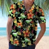 Mäns avslappnade skjortor 2024 Hawaiian Red Leaf Tropical Floral Men Dazn Tops Summer Short Sleeve Button Chemise Loose Vacation Beach