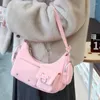 DrawString Simple Design Women Bag 2024 Denim Handbag Retro mångsidig Multi Pocket Underarm Fashion Shoulder