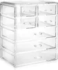 Storage Boxes Acrylic Cosmetic Makeup Organizer & Jewelry Display Case 3 Large 4 Small Drawer Set - Clear