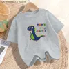 T-shirts 3-14y Petit-garçon T-shirt T-shirt Childrens Vêtements d'été bébé dinosaure T-shirt Dinosaur Print Boy T-shirt Q240418