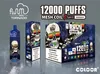 24 HR Expédition Boîte de fluc d'origine 12000 Puffs Puffs Cigarettes jetables E et affichage de 1,1 ohm Rechargeable 0% 2% 3% 5% V APE