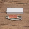 1Pcs New High Quality Pocket Folder Knife 8Cr13Mov Satin Blade Wood with Steel Handle Outdoor Camping Hiking Fishing EDC Knives