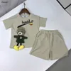 Luxo para bebês trajes infantis terno de verão para crianças roupas de grife de designer 90-140 cm malha de ursinho de pelúcia camisetas e shorts 24april