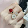 High -end sieradenringen voor Vancleff dames hete nieuwe Ladybug Blossom Ring voor dames mode veelzijdigheid licht luxe kleurbescherming origineel 1: 1 met echt logo