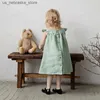 Девушки платья детские девочки льняное платье 2022 Летние новое литературное лепестки Рукава свободные детские ремешок