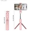 Monopodi selfie monopodi Wireless Selfie Stick Tripode Stand con telecomando staccabile per iPhone cellulare tiktok live streaming y240418