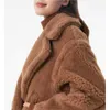 Women's Coat Cashmere Coat Designer Fashion Coat MaxMaras Womens Teddy Bear Camel Fleece Blended Short Coat Camel