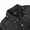 Högkvalitativ designerkläder Paris Korrekt hårdvara Liuding Perforated Fire Machine Head Denim Coat Style för män Kvinnor