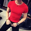 Summer 2024 Solid Color Slim Fit Round Neck Short Sleeved for Men's Tough Guy Sports and Fiess T-shirt 9112 Special P25