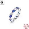 Cluster Rings Orsa Jewels 925 Sterling Silver Created Sapphire Diamond for Women Fashion 4A Zircon Wedding Band Jewelry LZR03