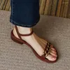 Casual Shoes One Line Strap Retro Women's Sandals Summer Dress for Children's Flat Bottomed Low Heel tjock