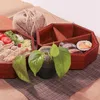 Dilaignier Japonais Boîte à lunch en bois créatives Étudiants octogonaux Double boîte à main portable
