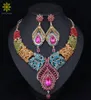 Bijoux de mariée de mode Collier de mariage Collier d'oreille pour les épouses accessoires de fête Gold Crystal Crystal Indian Women Decoration7277520