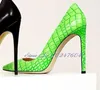 Chaussures habillées femmes turquoise rouge vert crocodile haut talon 12cm 10cm 8cm talons aiguilles pointues