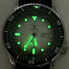 Montre-bracelets Skx Tandorio Diver Steel Auto-Watch Men Nh36 MOVT 3.8 CROWN 120 Clicks Pécher Blanc Rénalon Green Lume Bracelet