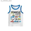 T-shirts 2024 NOUVEAUX Vêtements pour enfants Vêtements d'été pour garçons Cartoon Dinosaur Car Imprimé Coton Tops Fashion Boys T-shirt Dropshipping Q240418