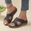 صندل نساء الأحذية الصيفية النساء الأنيقة منخفضة الكعب الصنادل النعال الصيفية Zapatos Mujer Wedge Heeled Sandals أنثى 240403