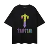 Радужная буква печати мужская дизайнерская футболка Trapstar T Roomts Tshirt Graphic Tee Lose Casual Tops Женщины мужчина одежда 100% хлопковые футболки негабаритные s-xl