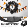 Decorative Flowers Black Candles Halloween Wreath Ring Pumpkin Hanging Ornaments Horror Atmosphere Home Decoration Prop Wall