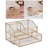 Makeup Brushes Cosmetic Storage Box 2 Tier Countertop Jewelry Display Organizer Dekorativ dekoration