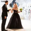 Party Dresses Toofgon Black Glitter Tulle Long Prom Women Appliques Lace Formal Occasion Dress Transparent Evening Gowns 2024