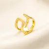 2024 Designer di marchi retrò Europe Lady Rings Women Women Gold Plodato Gioielletti da sposa forniture Anello per unghie regolabile per dito in rame