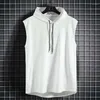 Men's Tank Tops Hooded Sleeveless Vest Summer Solid Color Casual T-Shirt Sweatshirt Fitness Loose Pullover Mens