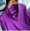 Women's Blouses Limiguyue French Elegant Purple Silk Women Summer Single Breast Long Sleeve See Through Shirt Soft Versatile Tops Z137