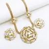 Dubai smycken set för kvinnor lyxig design 18k guldpläterad brasilial trending halsband örhänge armband ring bröllop fest gåva 240402
