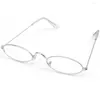 Lunettes de soleil Vintage Oval Metal Lunes Cadre pour femmes Japonais Pas de lunettes de maquillage Men de lune