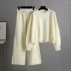 Pantalon de deux pièces pour femmes hlbcbg Basic en tricot lâche et s chouchard de cou Suit femmes 2024 Autume chaude hiver