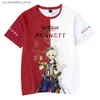 T-shirts Genshin Impact Klee 3D T-shirt imprimé pour enfants T-shirt Casual Cartoon garçons et filles Unisexe Childrens Vêtements T-shirt Q240418