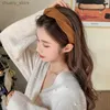 ヘッドバンドソリッド編組ヴィンテージソフトエラスティックヘッドバンド女性ファッションワイドヘアバンドフープヘッドウェアヘアバンドヘアアクセサリーY240417