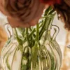 花瓶ヴィンテージフランスのバイノーラルポット形状の透明なガラス花瓶ガーリーセンスインホームデコレーションルームデコレーションヒドロポニックノルディック