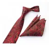 Bow Ties Mens Vintage Paisley Flower 8cm kaseta ślubna kieszonkowa kieszonkowa zestaw BWTHZ0504