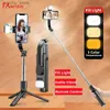 Selfie monopods fangtuosi bluetooth selfie stick statief met draadloze afstandsbediening sluiterlicht licht telefoonhouder smartphone tiktok live monopod y240418