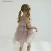 Robes de fille Sequin Princess Robe For Girls Christmas Ruffles Sleeve Tulle Casual Kids Vêtements 3 6 8 Yrs Birthday Vestido Summer Girls Robe