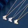 Designer Brand Van Glod New Butterfly Small Double sided Female White Fritillaria Pendant Simple and Luxury Versatile Collar Chain