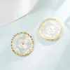 Stud Earrings Zircon Pearl Flower Round For Women Copper Pendant Earring Fashion Party Jewelry Pendientes Mujer 2024