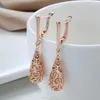 Dangle Earrings Gulkina National Style Hollow Out Out Out Aute 585 Rose Gold Color Smooth Wave Pendant Wedding花嫁細かい宝石