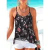 Damen T-Shirts Spaghetti-Strap-Blumen-Print-Tanktop-Top