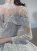 Dubai Prinzessin Ballkleid Hochzeitskleid mit Pailletten Langarmperlen Luxuskristall Braut Roben de Mariee Schatz Sweep -Zug Brautkleider Bling -Pailletten verheiratet Kleider