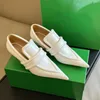 Dress Shoes JClvrVK Runway dikke hiel puntige teenpompen vrouwen echt leer diepe mond single dames lente elegant feest banket